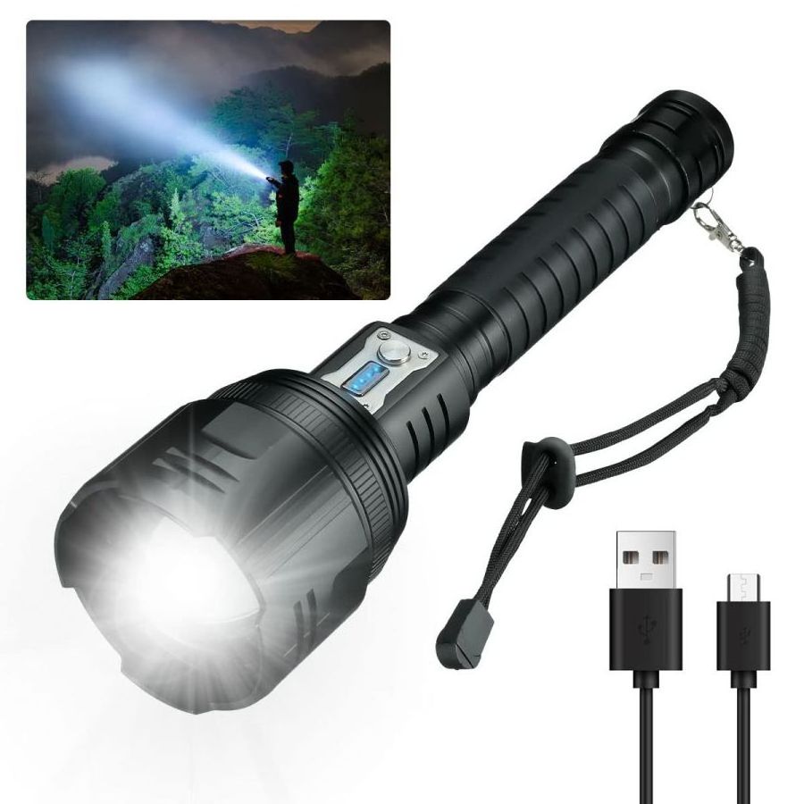 XHP360 Powerful Flashlight 5000Lumen High Bright Rechargeable Telescopic Zoom 5 Modes Outdoor Adventure Torch Light