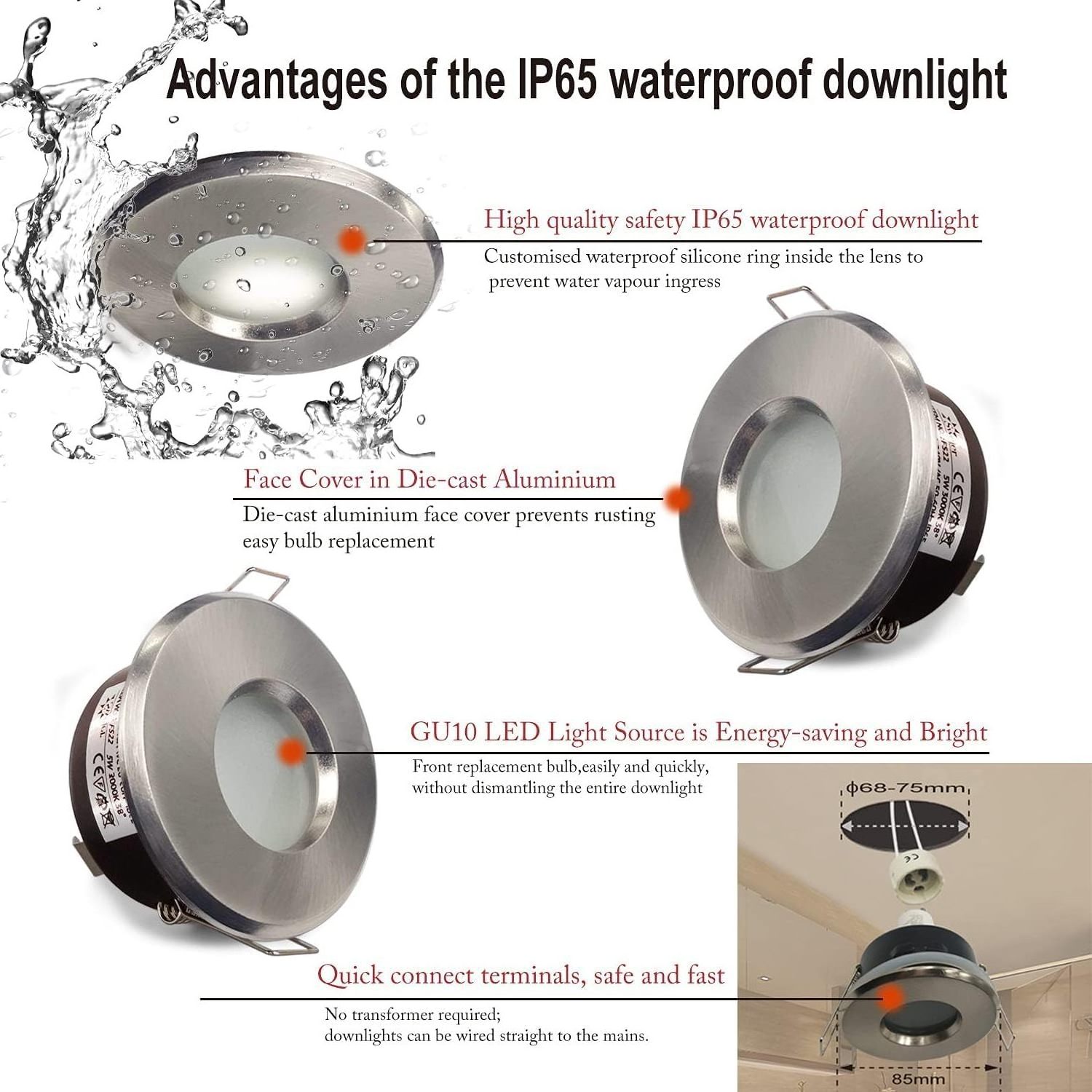 IP65 18w 24w  ceiling recessed downlight 12W led down lights