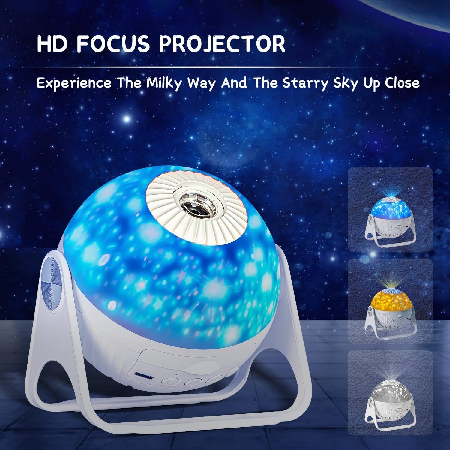 HD Galaxy Starry Projector Night Light UFO 360 Rotary Starry Sky Projection Lamp For Kids Adults Home Bedroom