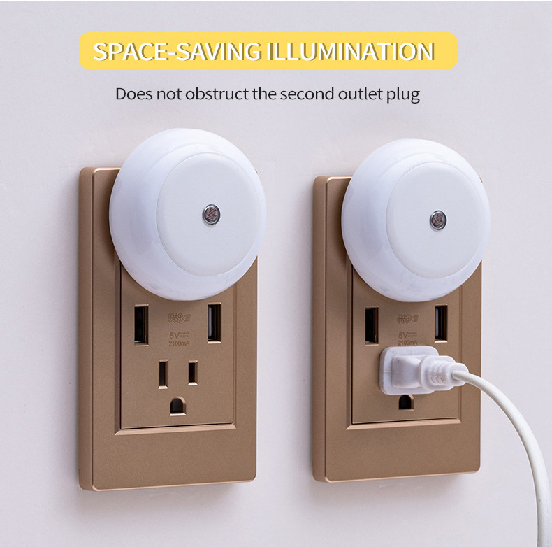 Cute Led Night Light Plug In Luminous Wall Lamp Light Controlled Sensor Bedroom Decoration Sleep Night Light