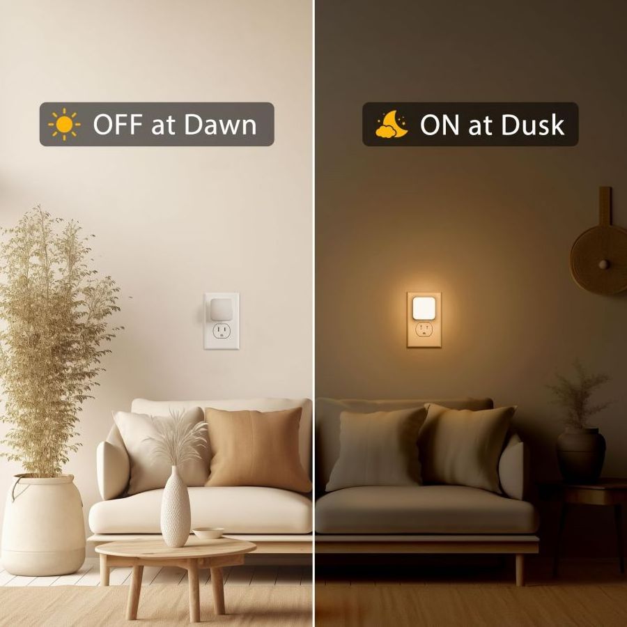 Chaoliu LED Night Light Smart Night Plug in Wall Night Lamp Bathroom Home Kitchen Hallway Staireway Bedroom Nightlight