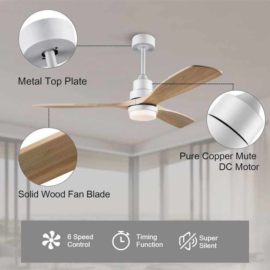 China Price AC Bedroom Ceiling Fan National Copper Ceiling Light with Fan Silent Design Black and Wood Ceiling Fan with Light