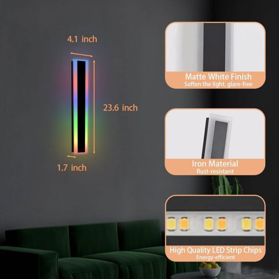 2024 Exterior RGB Ip65 Outdoor Waterproof Long Linear Led Wall Light Smart Wall Sconce Lights For Home Bar Atmosphere Wall Lamps