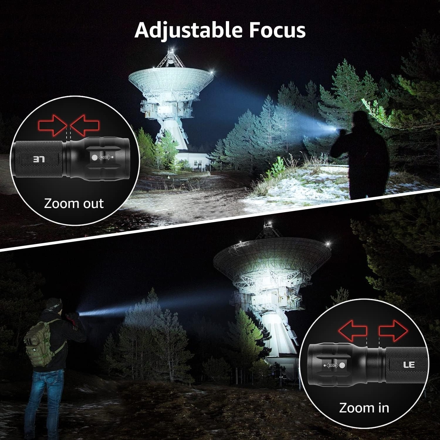 Portable Rechargeable Zoom LED Flashlight Flash Light Torch Lantern 3 Lighting Modes Camping Light Mini Led Flashlight