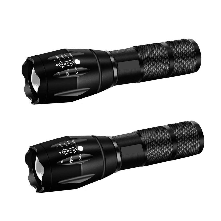 T6 Aluminum LED Torch Waterproof Flashlight with Adjustable Focus Zoom 5 Modes Including SOS Warning Light for Outdoor Camping