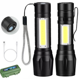 Household zoom flashlight with Mini strong light led portable flashlight Rechargeable flashlight