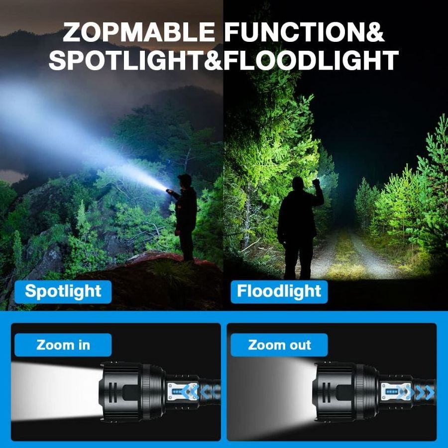 XHP360 Powerful Flashlight 5000Lumen High Bright Rechargeable Telescopic Zoom 5 Modes Outdoor Adventure Torch Light