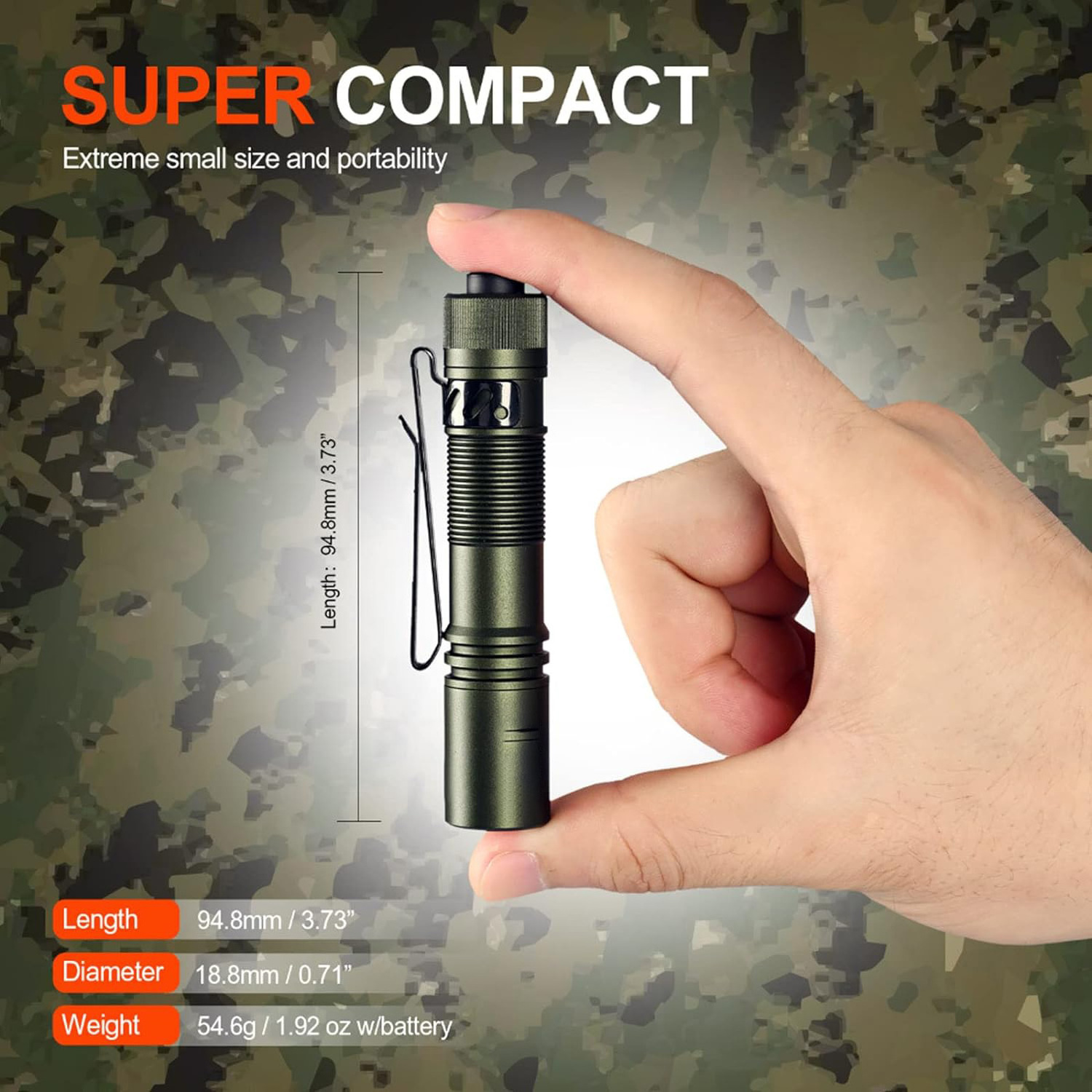 Mini Flashlight LED Powerful High Lumens ,Slim Portable Pocket Compact Torch for Emergency Inspection Water-Resistant