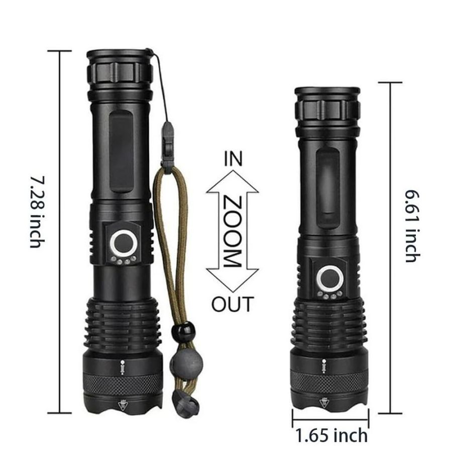 20W High Power P50 Flashlights 1000 lumens Zoomable Flashlight Torches Outdoor Waterproof Rechargeable Led Tactical Flashlight