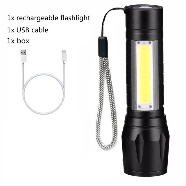 Household zoom flashlight with Mini strong light led portable flashlight Rechargeable flashlight