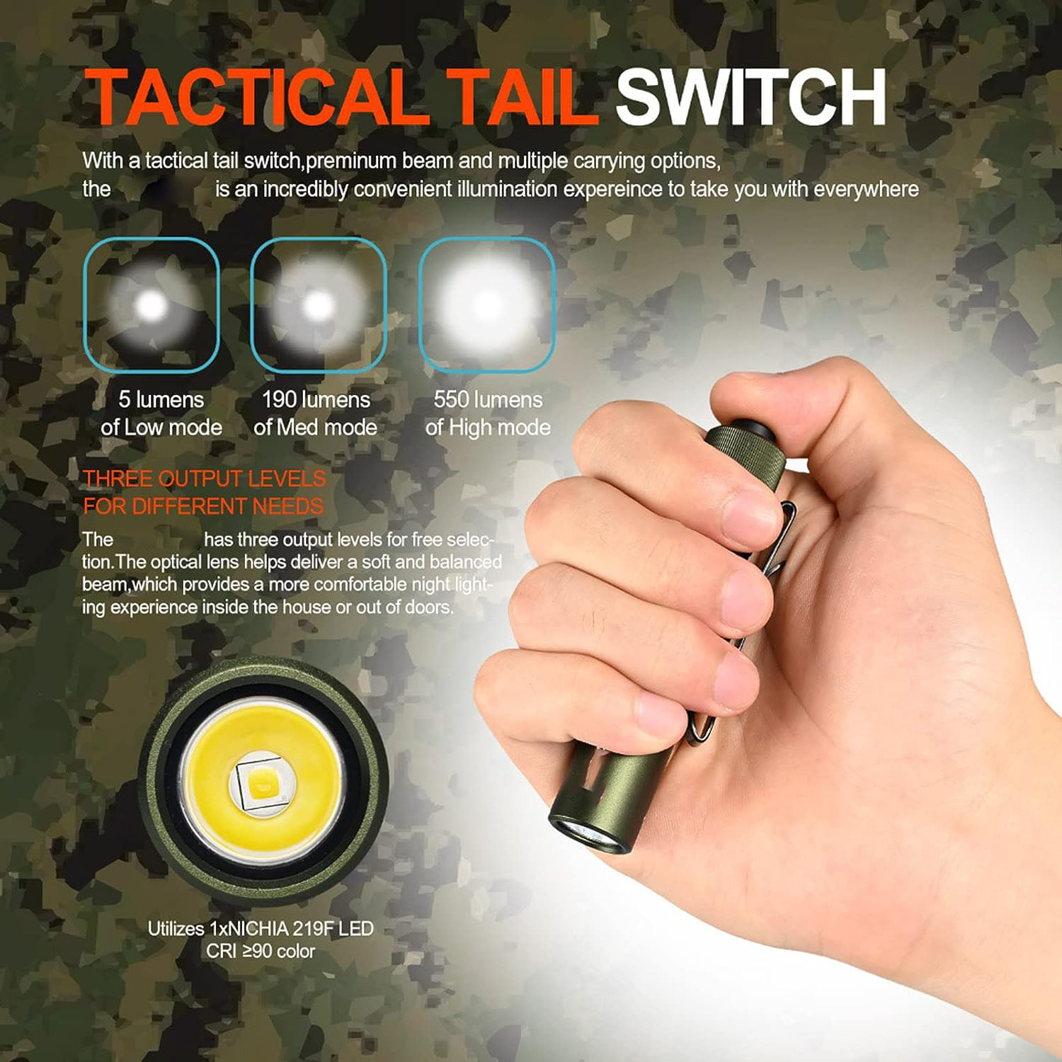 Mini Flashlight LED Powerful High Lumens ,Slim Portable Pocket Compact Torch for Emergency Inspection Water-Resistant