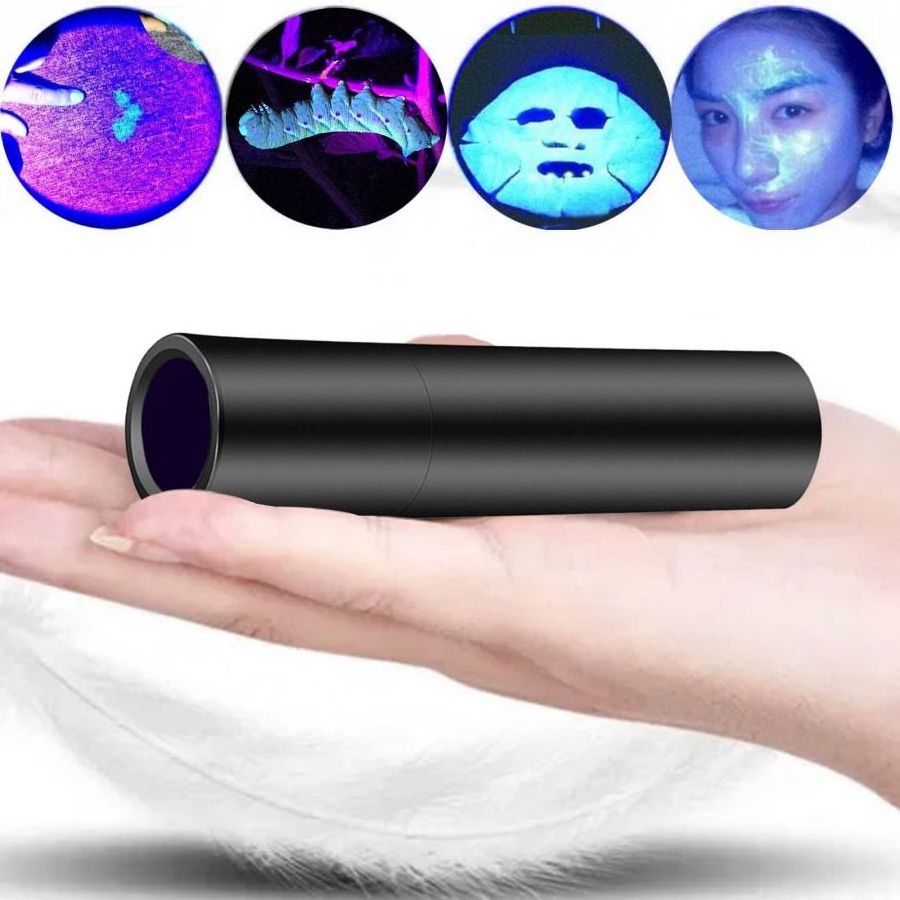 USB Rechargeable 365nm UV Black Light Flashlight Portable Mini Ultraviolet Flashlight Detector