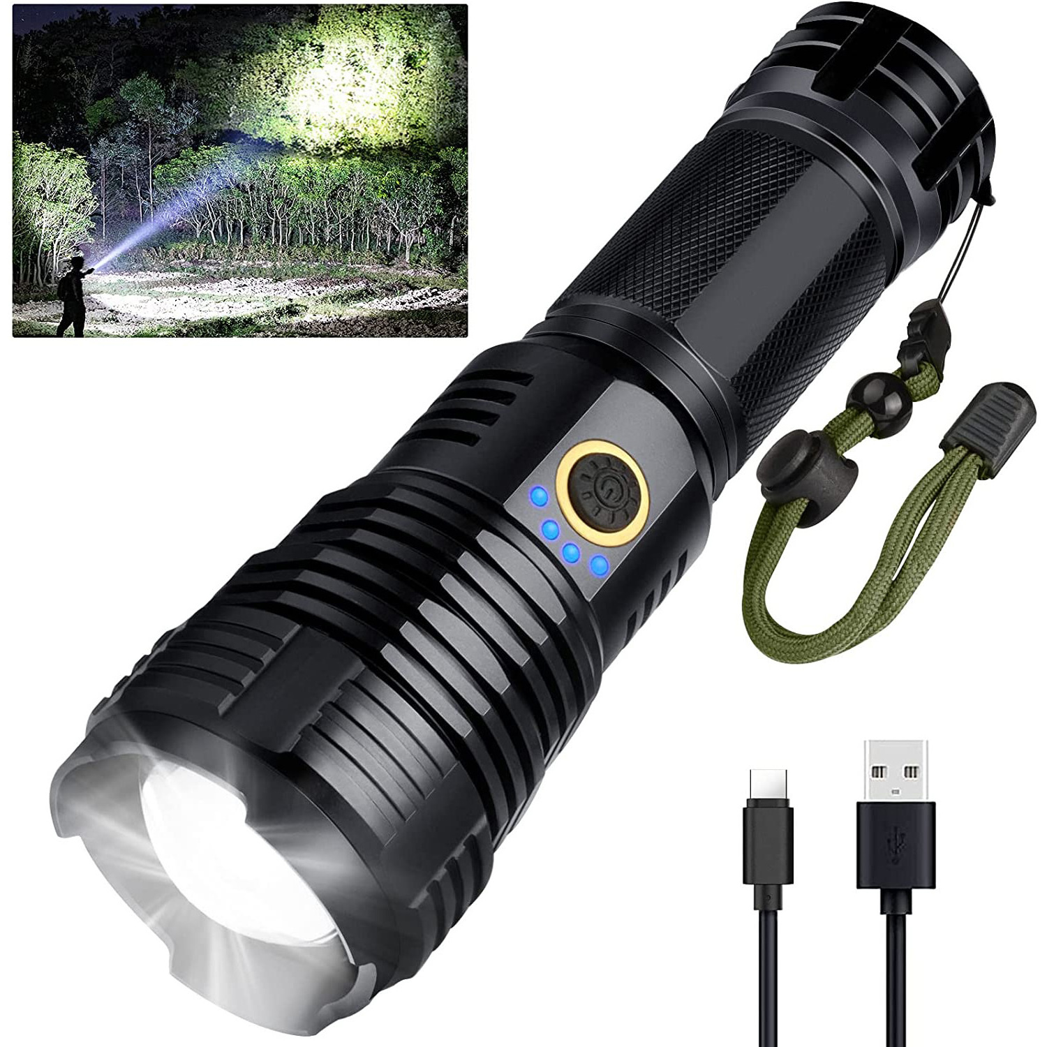 Super Bright High power Rechargeable hunting lantern Long Range Torch Light waterproof Micro USB Flashlight Tactical lamp