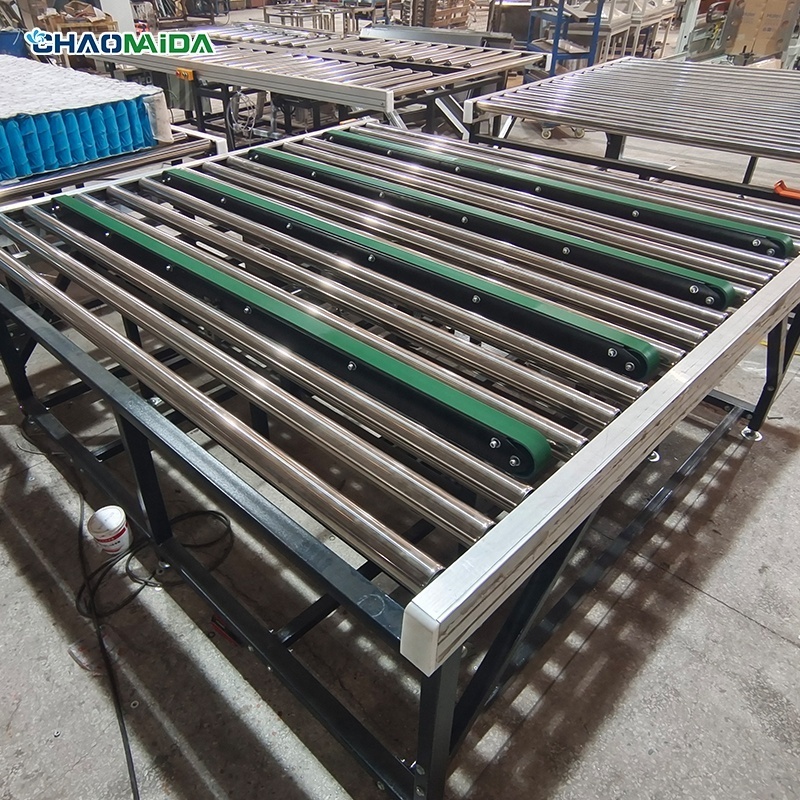 Mattress production line Turntable Galvanized Carbon Stainless Steel PVC Belt Chain Gravity Roller Conveyor assembly line