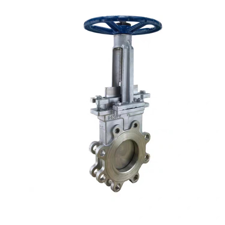 CQATMT Manual Stainless Steel Knife Gate Valve 4in, Grade 150 Manual Plug Valve 304 Lug Type Slurry Valve