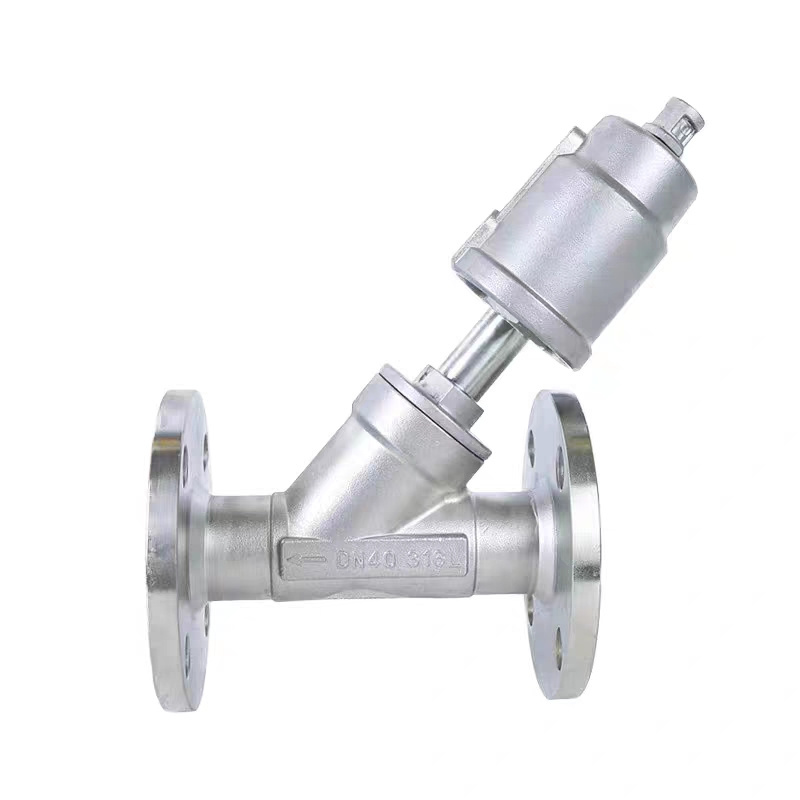 CQATMT Double Acting Stainless Steel Flange Pneumatic Water Steam Control Angle Seat Valve