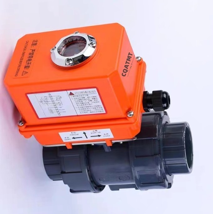 CQATMT PVC electric actuator ball valve corrosion-resistant PVC electric ball valve