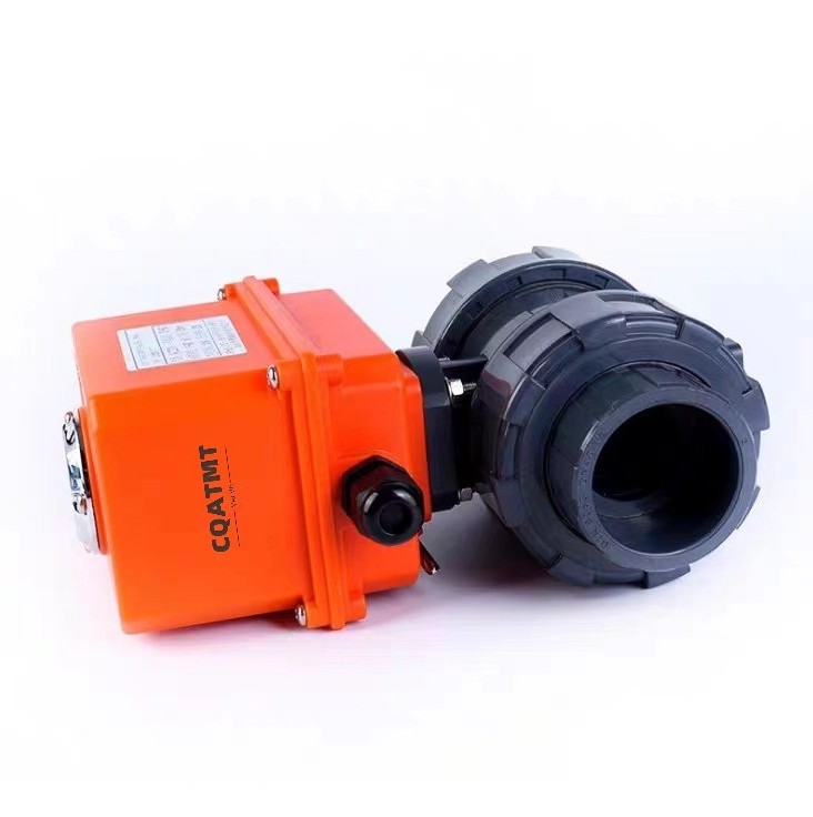 CQATMT PVC electric actuator ball valve corrosion-resistant PVC electric ball valve