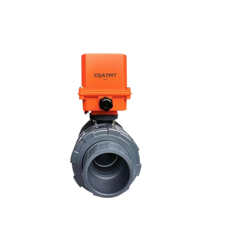 CQATMT PVC electric actuator ball valve corrosion-resistant PVC electric ball valve