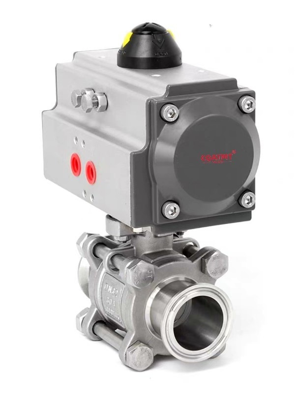 CQATMT Snap connected pneumatic actuator ball valve, bidirectional pneumatic actuator, 3-piece CF8 pneumatic ball valve