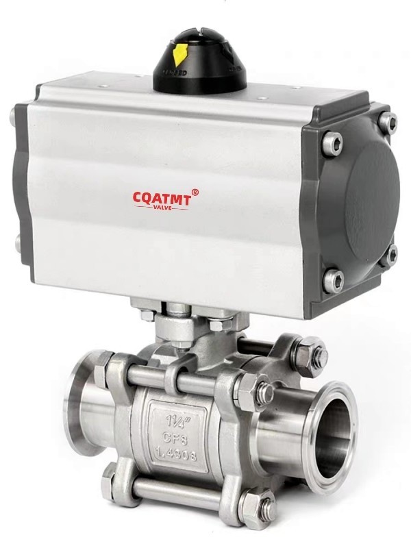 CQATMT Snap connected pneumatic actuator ball valve, bidirectional pneumatic actuator, 3-piece CF8 pneumatic ball valve