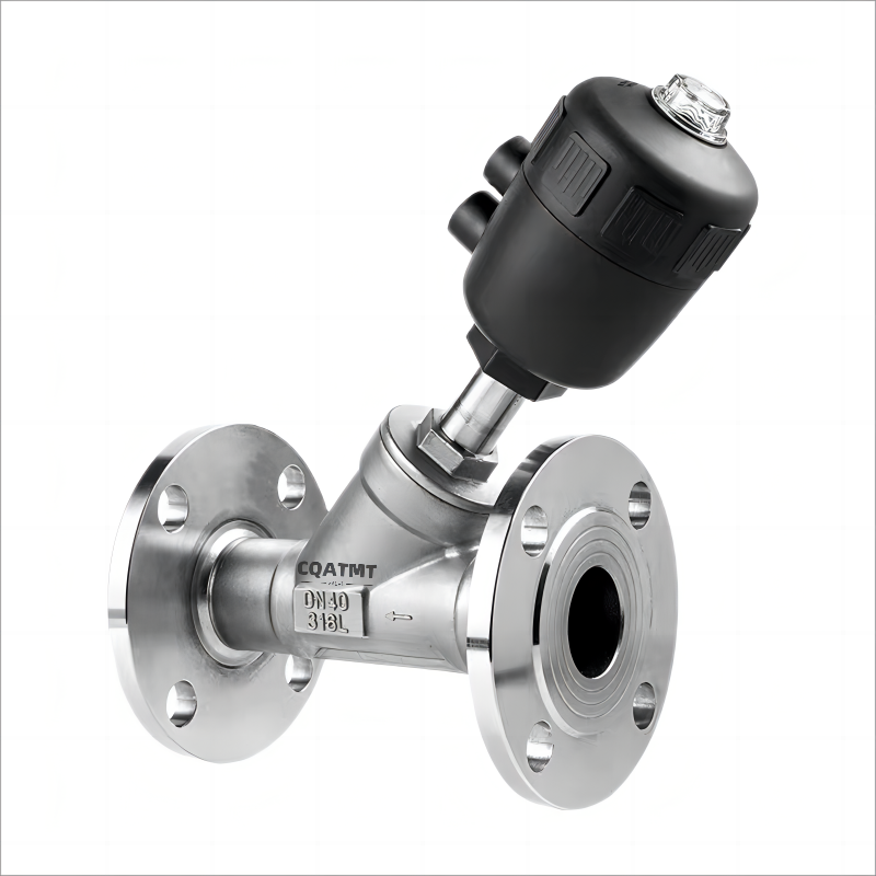 CQATMT Double Acting Stainless Steel Flange Pneumatic Water Steam Control Angle Seat Valve