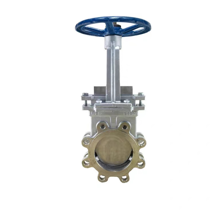 CQATMT Manual Stainless Steel Knife Gate Valve 4in, Grade 150 Manual Plug Valve 304 Lug Type Slurry Valve