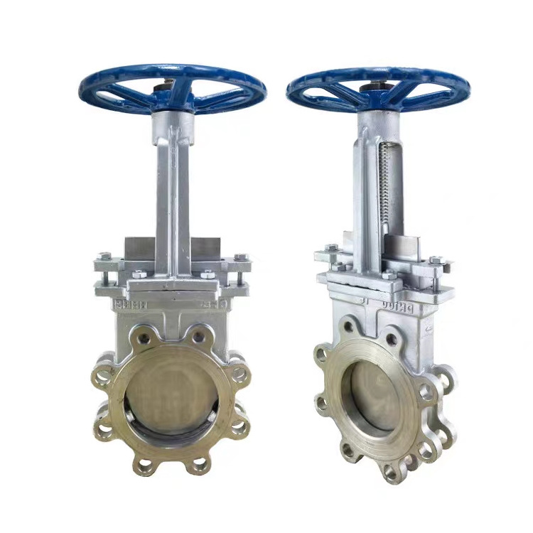 CQATMT Manual Stainless Steel Knife Gate Valve 4in, Grade 150 Manual Plug Valve 304 Lug Type Slurry Valve