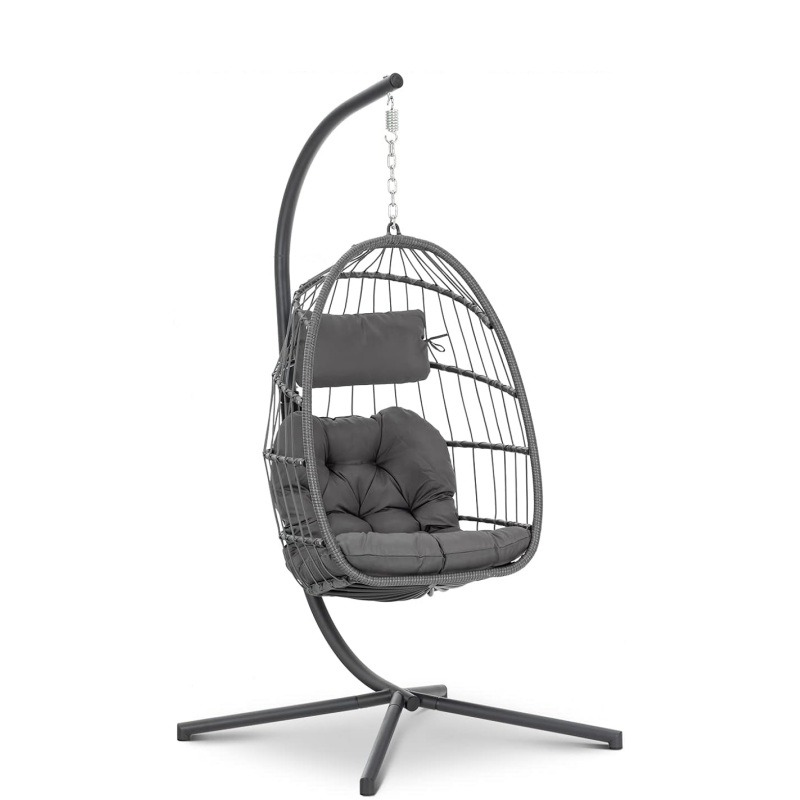 Folding Foldable Single Patio Swing Hanging Rattan Indoor Hanging Chair Out Doors Swing Chair