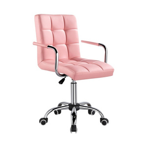 Armrests Modern PU Leather Office Chair Midback Adjustable Home Computer Executive Chair on Wheels 360 Swivel