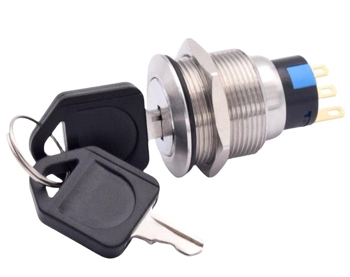 16mm 19mm 22mm Metal Rotary Key Switch 2 3 Position Waterproof Stainless Steel Push Button Lock Switch Latching 1NO1NC