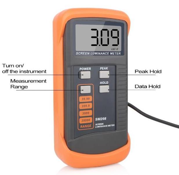 SM208 Portable Luminance Meter Screen Brightness Meter Mini Light Detector Portable Screen Luminance Meter