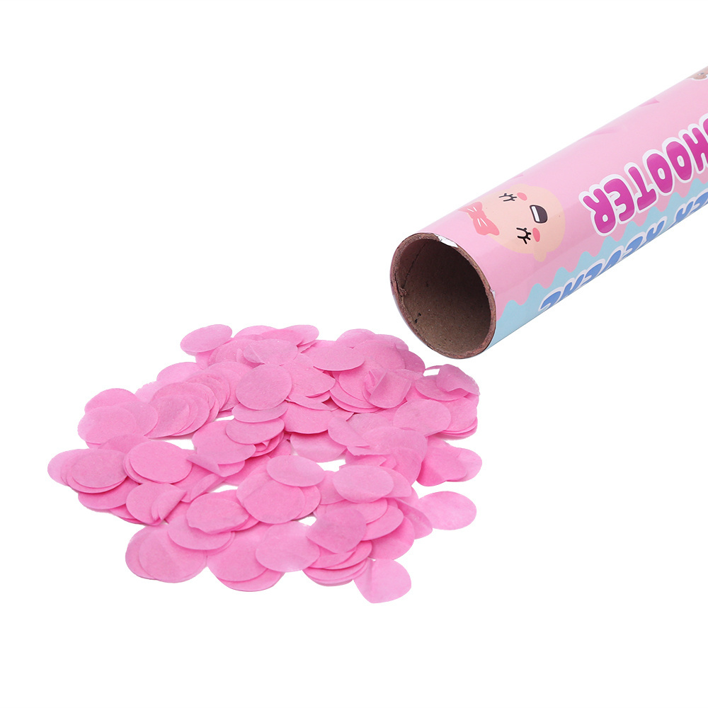 Gender Reveal Confetti Cannon Biodegradable Pink Circle  Confetti Party Popper for  Baby Shower