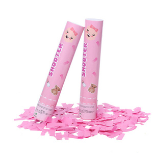 Biodegradable  Gender Reveal Confetti Cannon Pink Tissue  Confetti Party Popper for Girl Baby Shower