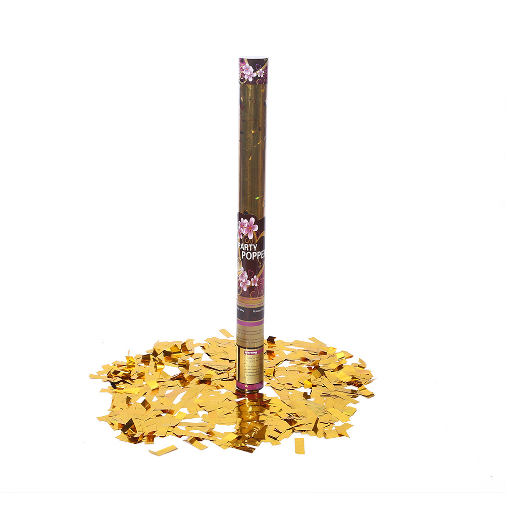 Gold Shiny Foil  Confetti Cannon in Transparent Tube Luxury Party Poppers for wedding