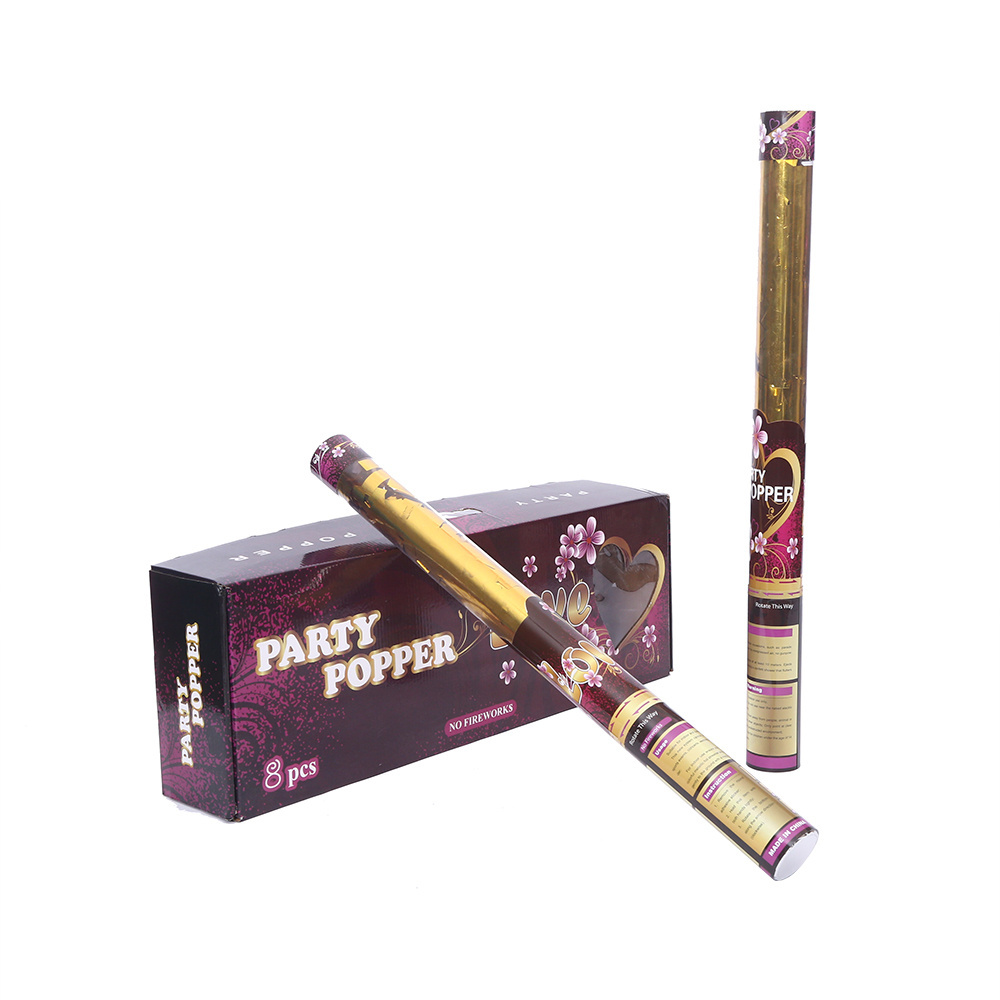 Gold Shiny Foil  Confetti Cannon in Transparent Tube Luxury Party Poppers for wedding