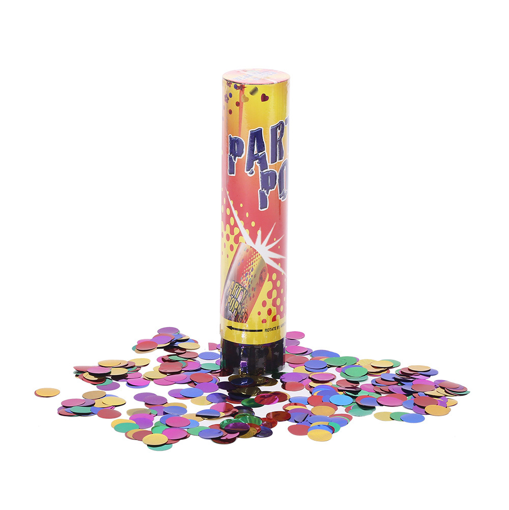 Birthday party colored foil circle  party popper for KIDS spring load party confetti