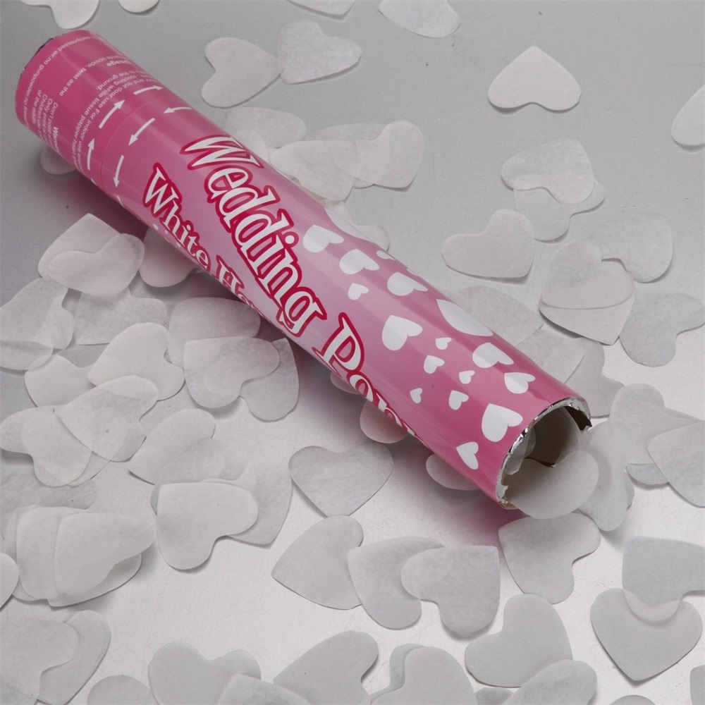 Confetti Cannon  with white heart paper confetti  suitable for Wedding Valentines day