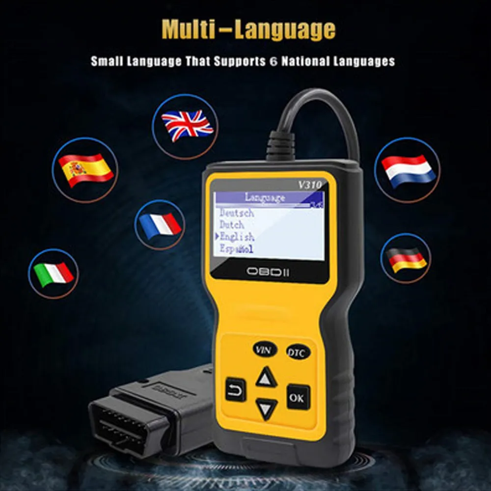 V310 Automotive obd2 Scanner Diagnostic Tool Vehicles Scan OBDII Code Reader Check Car Engine Fault Light analyzer Reset Clear