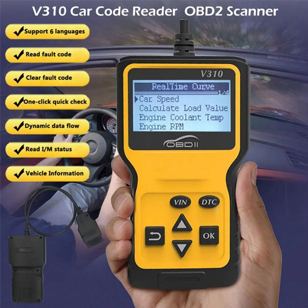 V310 Automotive obd2 Scanner Diagnostic Tool Vehicles Scan OBDII Code Reader Check Car Engine Fault Light analyzer Reset Clear