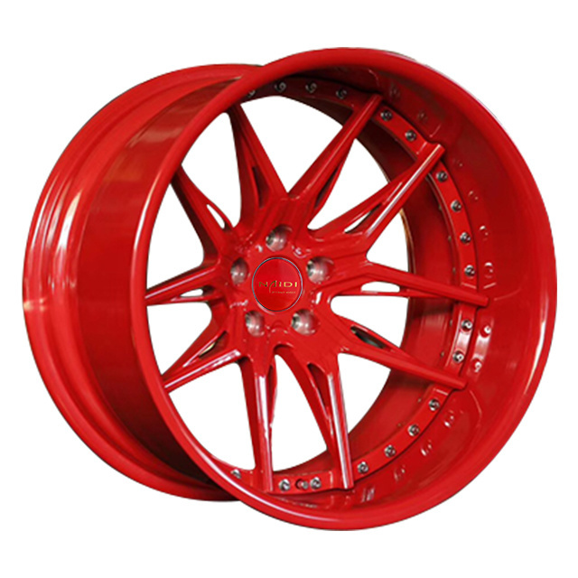 For  luxury car 21 22 inch Red  painting alloy aluminum 2 pieces  forged wheels rims