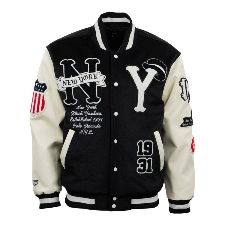 OEM Custom Men's Wool letterman Real Leather Varsity Jacket Embroidery Logos Patches and Labels jacket for men