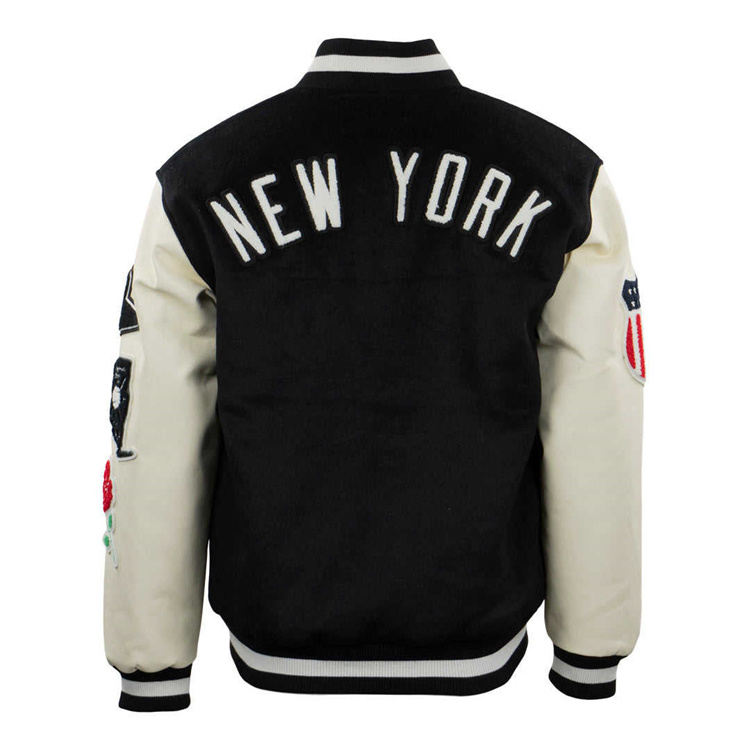 OEM Custom Men's Wool letterman Real Leather Varsity Jacket Embroidery Logos Patches and Labels jacket for men