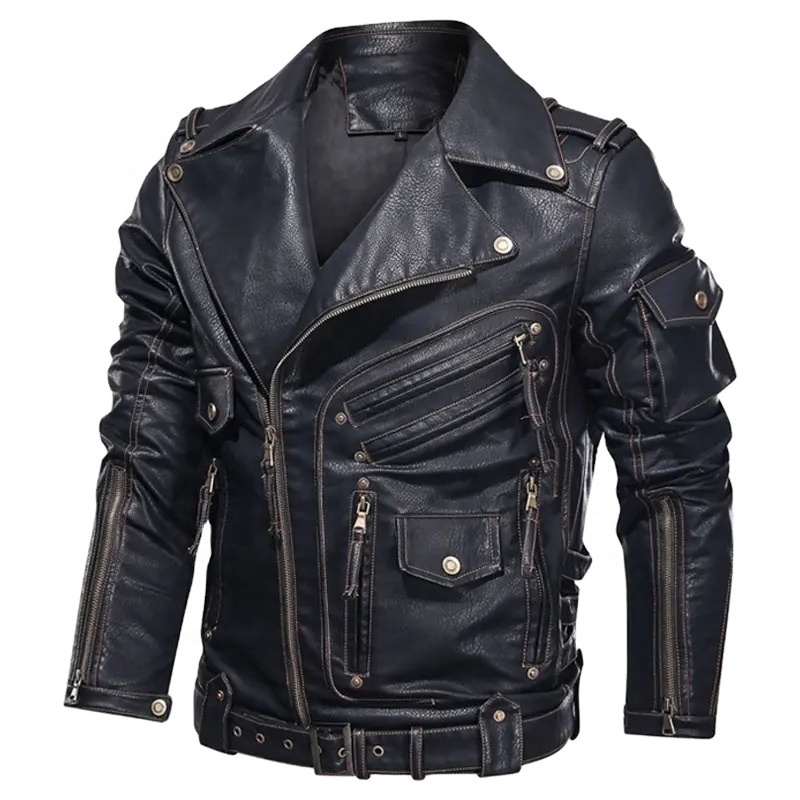 High Quality Wholesale Custom Logo  Black Motorcycle Style Wool Bomber Jackets