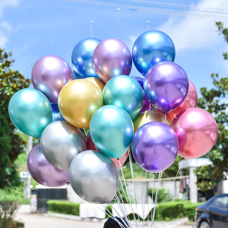 Wholesale Chrome Balloon 12 Inch Metal Latex Balloon Happy Birthday Party Wedding Anniversary Metallic Chrome Latex Balloons