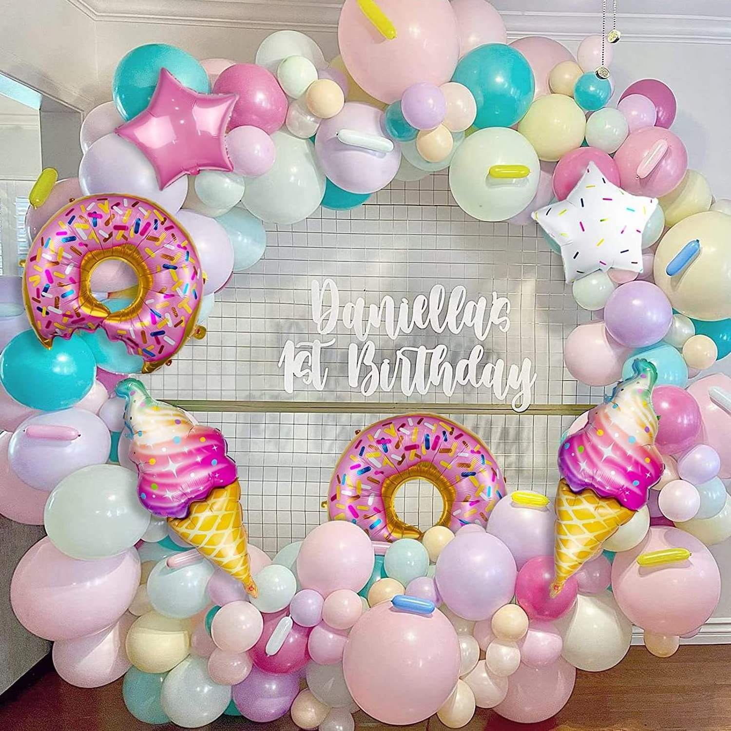 Hot Sale Macaron Latex Balloons Ice Cream Arch Set Theme Balloon Garland Arch Kit For Girl's Birthday Party Decoration