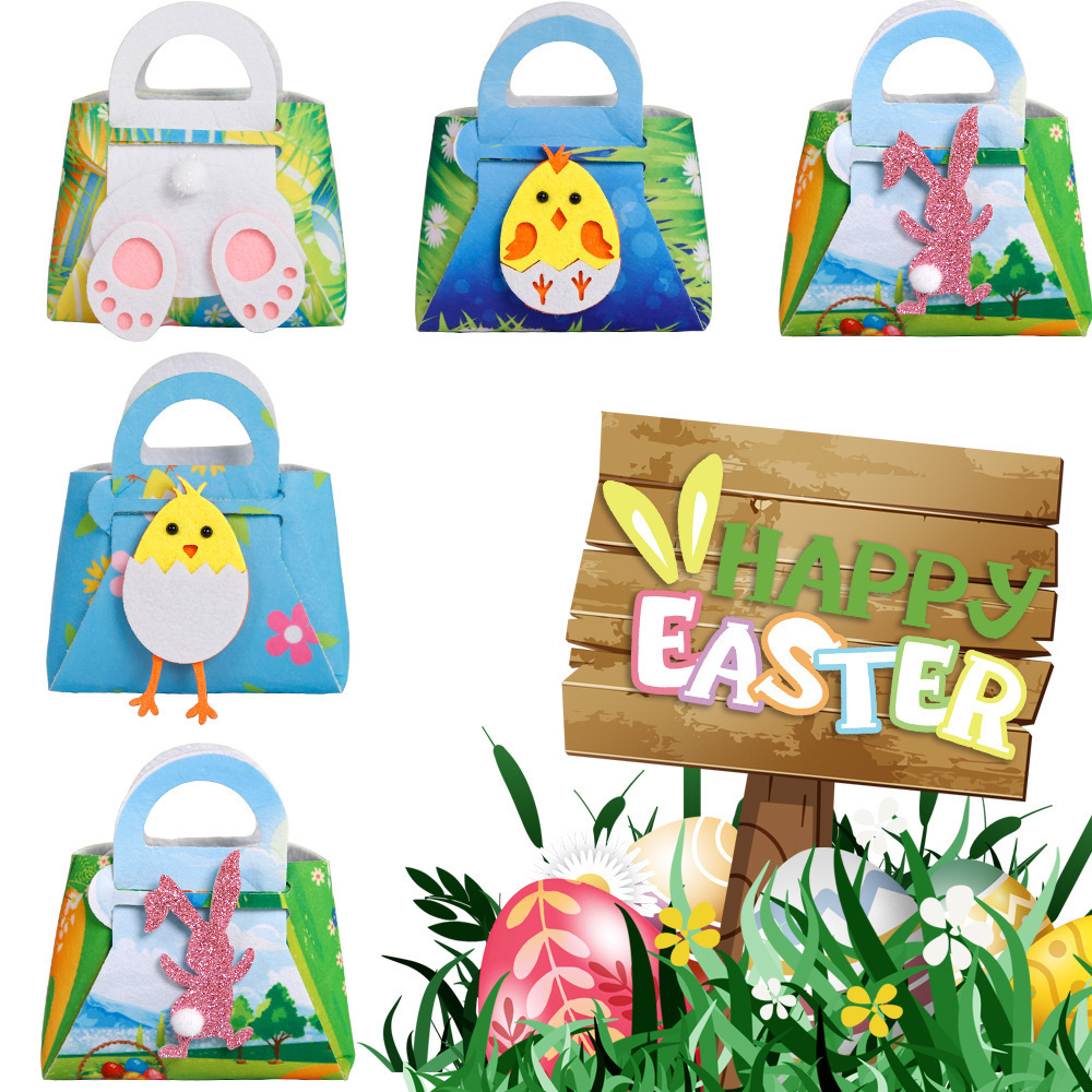 Wholesale Easter Baskets Kids Easter Baskets Gifts Theme Party Supplies Diy Candy Bag Chick Rabbit Easter Baskets