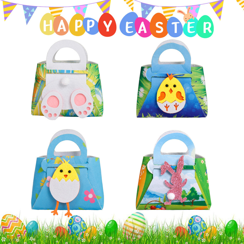 Wholesale Easter Baskets Kids Easter Baskets Gifts Theme Party Supplies Diy Candy Bag Chick Rabbit Easter Baskets