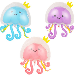 Wholesale New large Transparent double layer Crown jellyfish Octopus Shape Foil Balloon Sea Animal Balloons