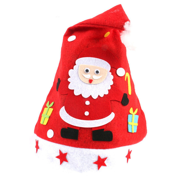 New Style Christmas Santa Hats Handmade DIY Cartoon Christmas Hat For Kids Christmas Gifts